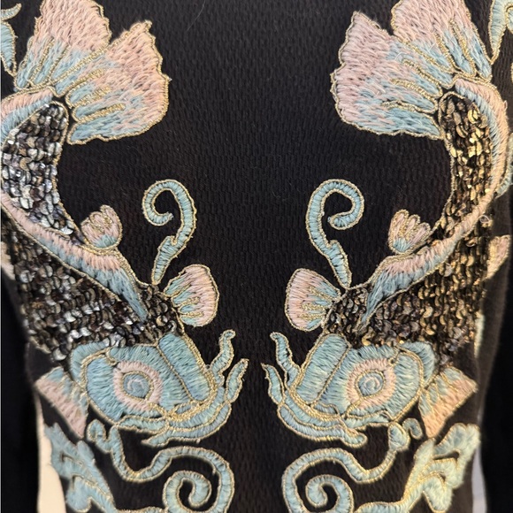 Black boho embroidered long sleeved tee - Picture 5 of 7